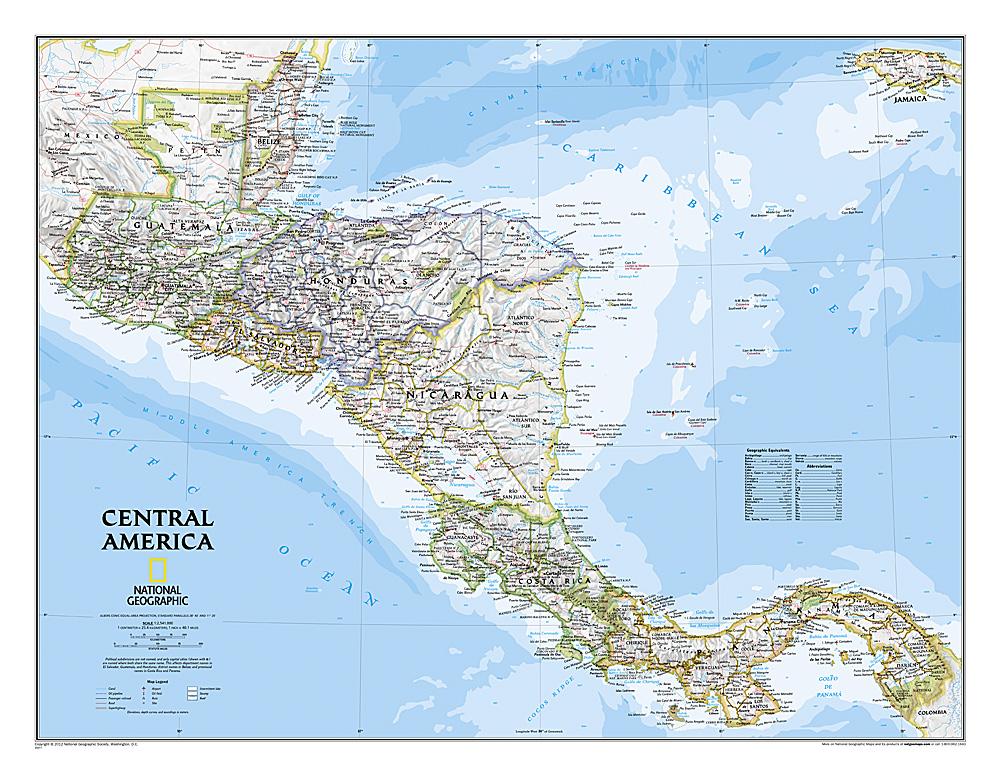 Carte murale (en anglais) - Amérique Centrale - 73 x 55 cm | National Geographic carte murale roulée (en tube) National Geographic