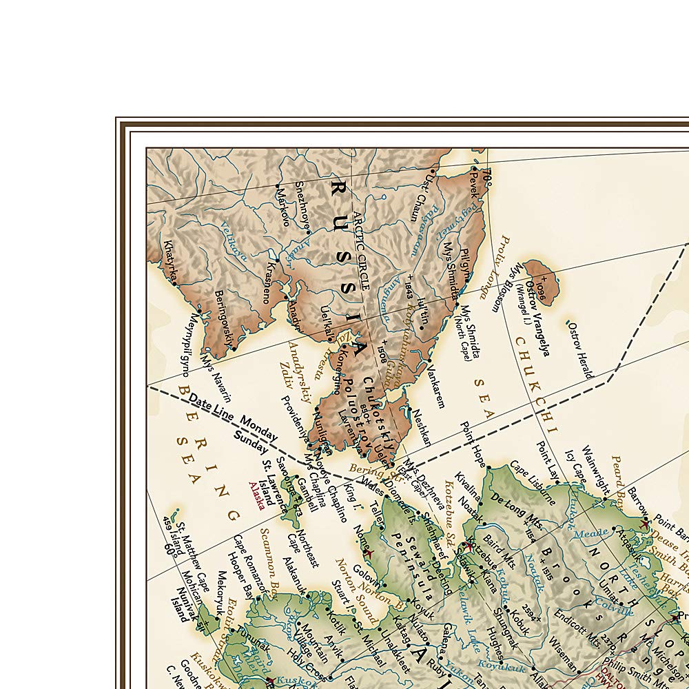 Carte murale (en anglais) - Amérique du Nord politique, style antique - 60 x 78 cm | National Geographic carte murale roulée (en tube) National Geographic