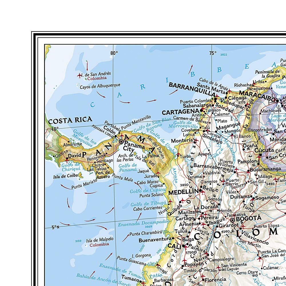 Carte murale (en anglais) - Amérique du Sud - 91 x 117 cm | National Geographic carte murale roulée (en tube) National Geographic