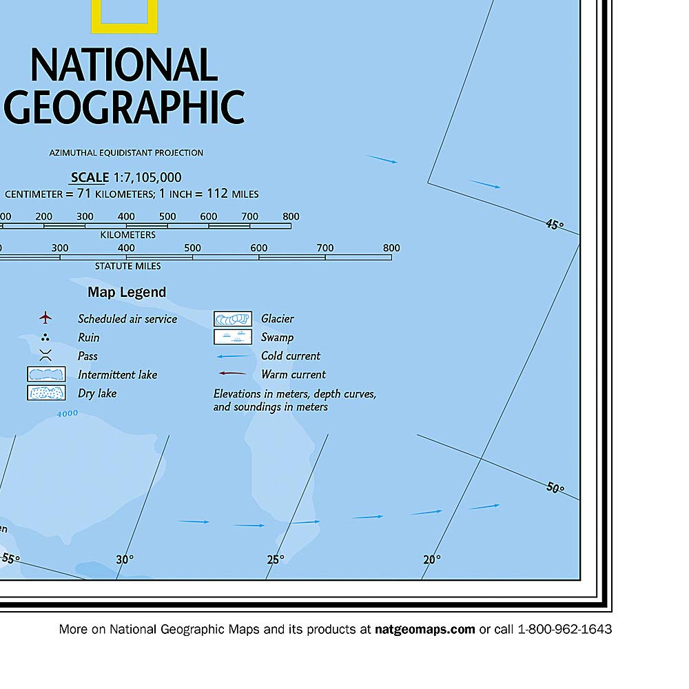 Carte murale (en anglais) - Amérique du Sud - 91 x 117 cm | National Geographic carte murale roulée (en tube) National Geographic