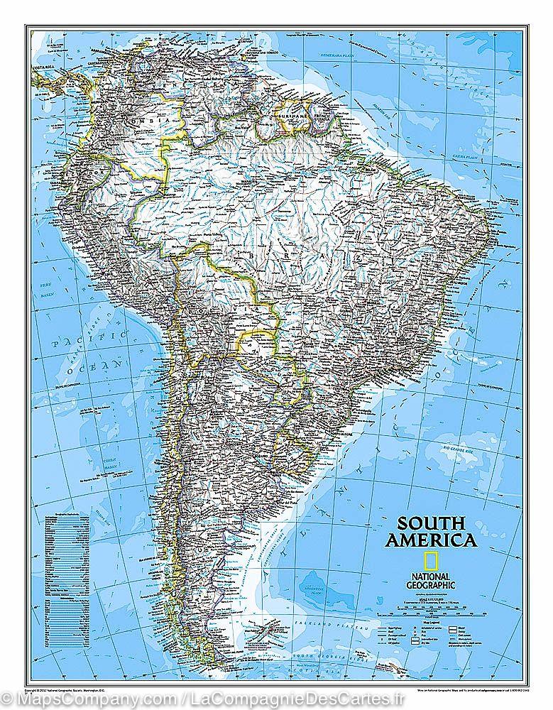 Carte murale (en anglais) - Amérique du Sud - 91 x 117 cm | National Geographic carte murale roulée (en tube) National Geographic