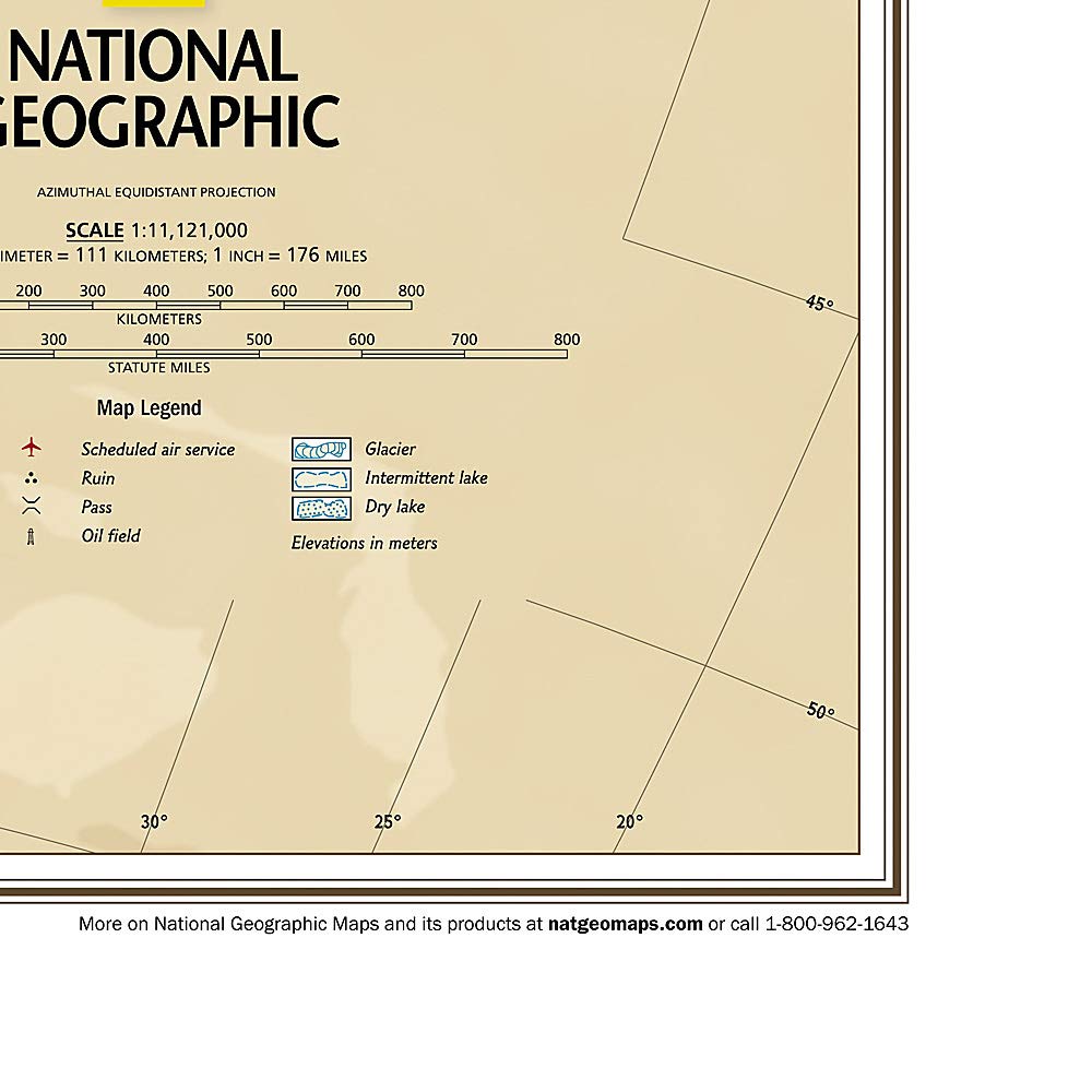 Carte murale (en anglais) - Amérique du Sud politique, style antique - 60 x 77 cm | National Geographic carte murale roulée (en tube) National Geographic