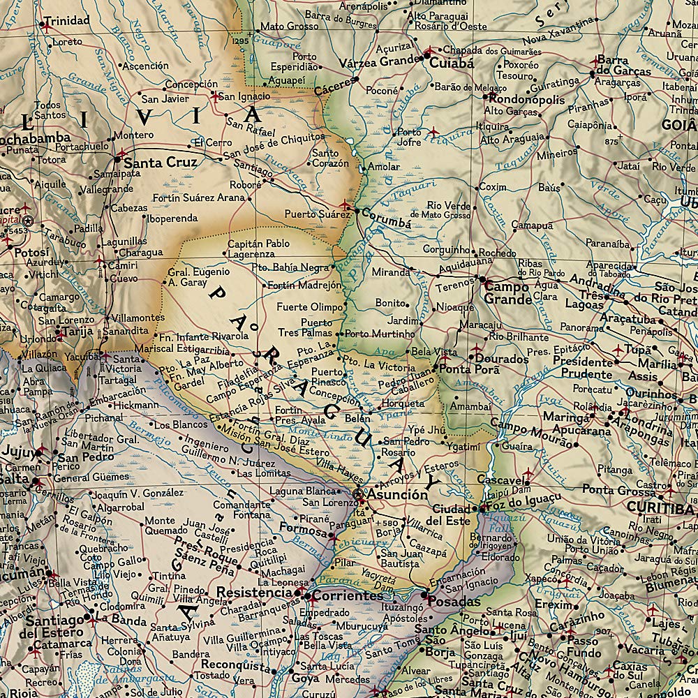 Carte murale (en anglais) - Amérique du Sud politique, style antique - 60 x 77 cm | National Geographic carte murale petit tube National Geographic 