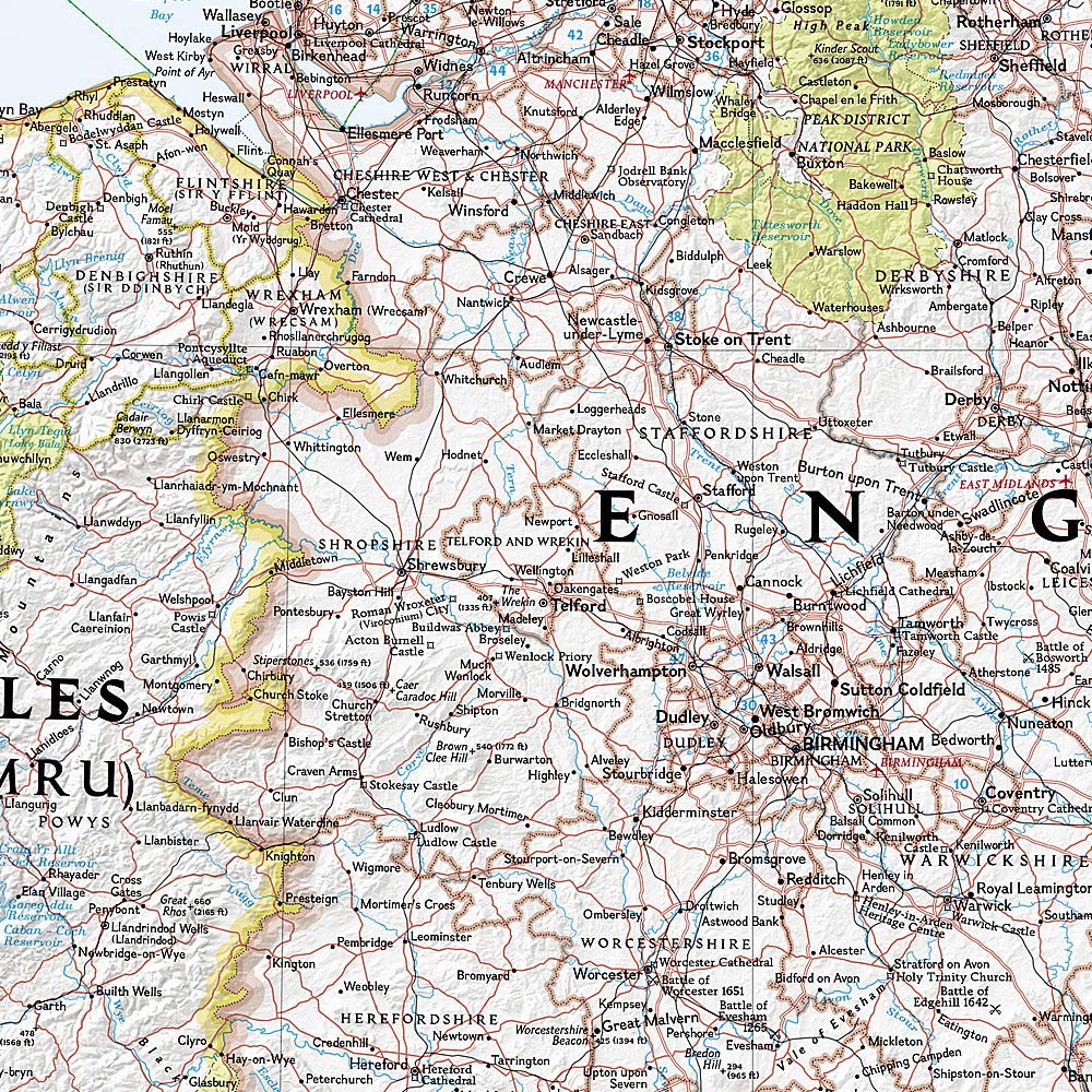 Carte murale (en anglais) - Angleterre, Pays de Galles - 76 x 92 cm | National Geographic carte murale roulée (en tube) National Geographic