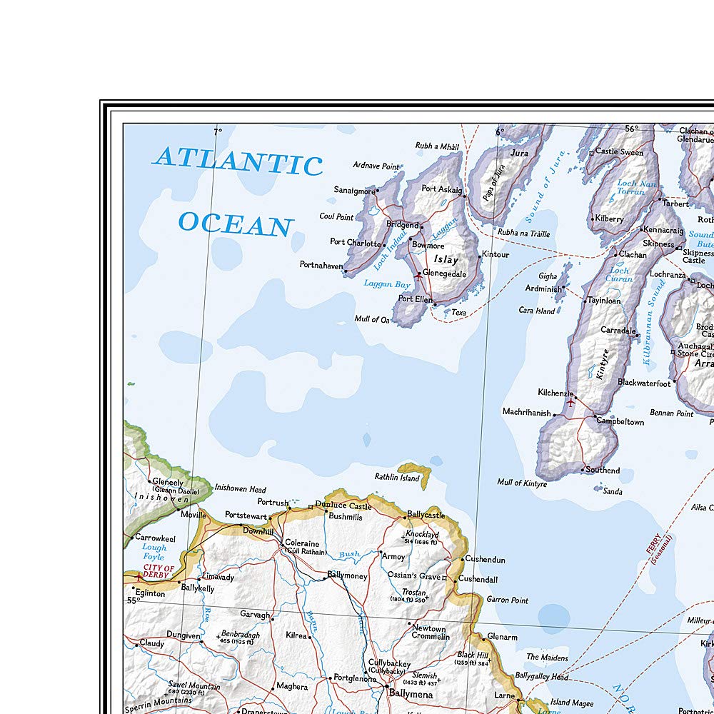 Carte murale (en anglais) - Angleterre, Pays de Galles - 76 x 92 cm | National Geographic carte murale roulée (en tube) National Geographic