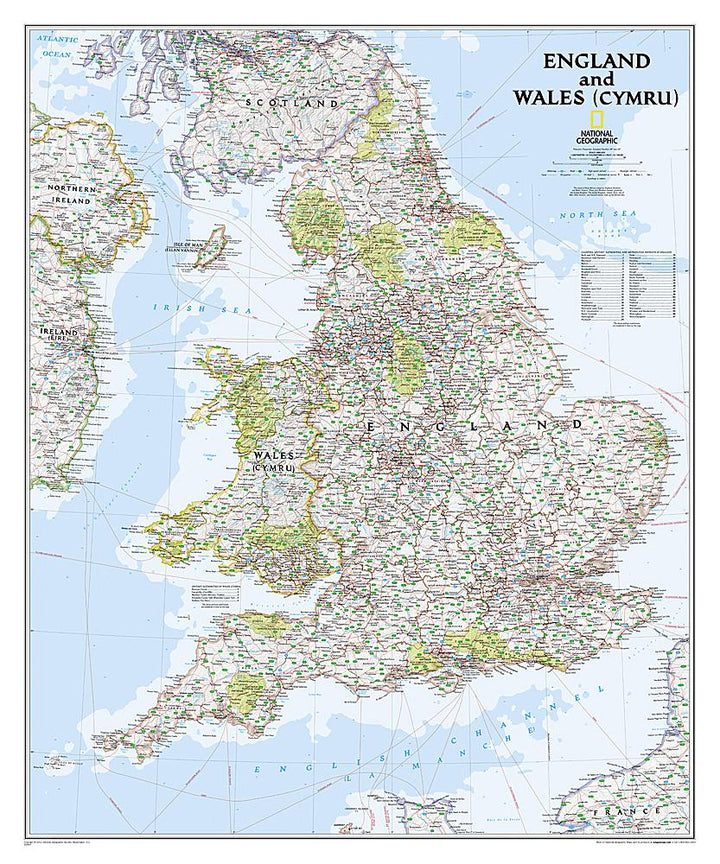 Carte murale (en anglais) - Angleterre, Pays de Galles | National Geographic carte murale petit tube National Geographic Plastifiée 