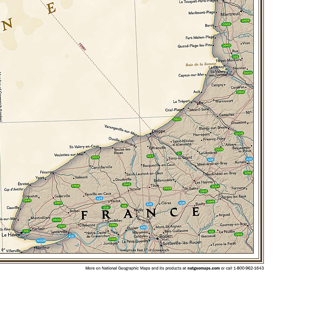 Carte murale (en anglais) - Angleterre, Pays de Galles, style antique - 76 x 91 cm | National Geographic carte murale roulée (en tube) National Geographic