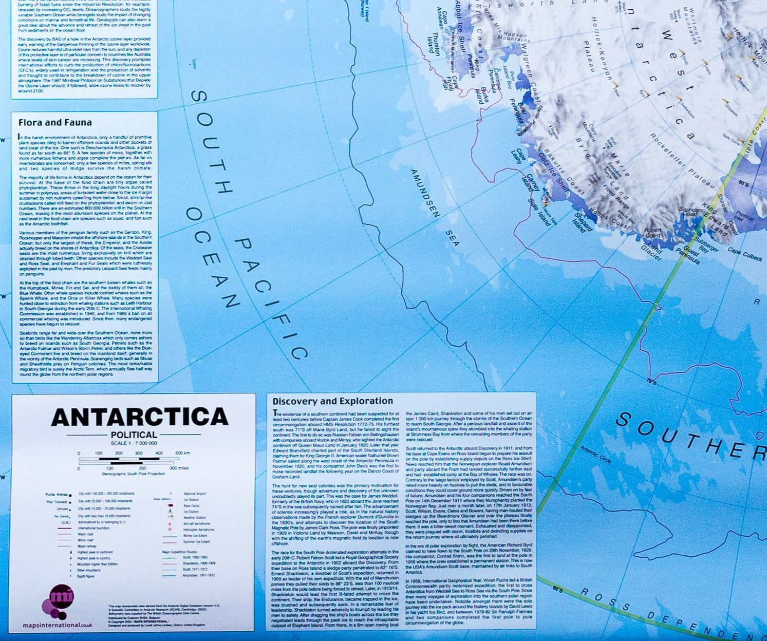 Carte murale (en anglais) - Antarctique - 120 x 100 cm | Maps International carte murale roulée (en tube) Maps International