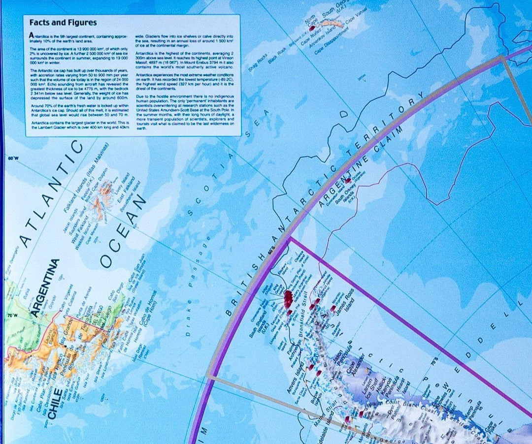 Carte murale – Antarctique (en anglais) – 120 x 100 cm | Maps International - La Compagnie des Cartes