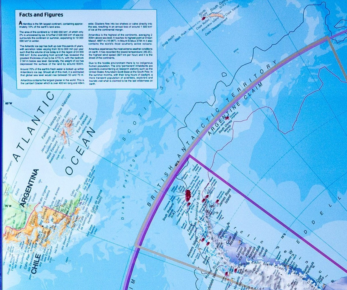 Carte murale (en anglais) - Antarctique - 120 x 100 cm | Maps International carte murale roulée (en tube) Maps International