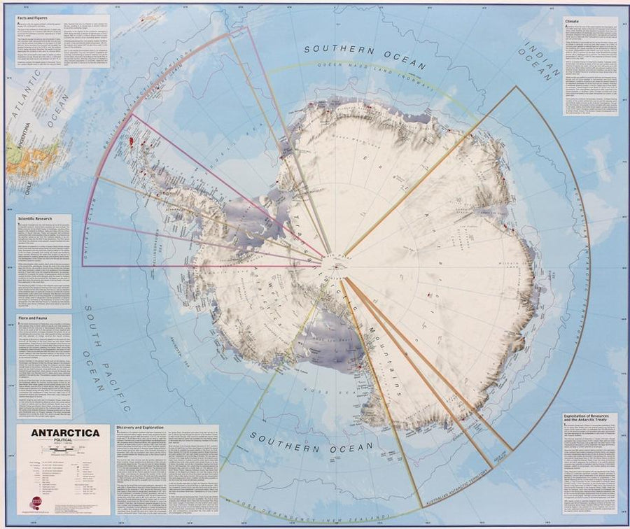 Carte murale – Antarctique (en anglais) – 120 x 100 cm | Maps International - La Compagnie des Cartes