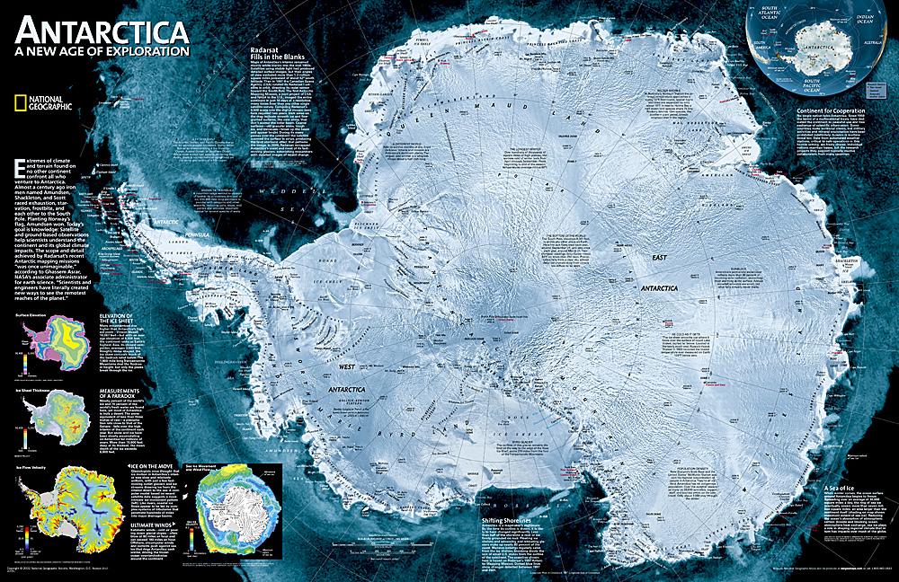 Carte murale (en anglais) - Antarctique, vue de satellite - 77 x 52 cm | National Geographic carte murale roulée (en tube) National Geographic Papier