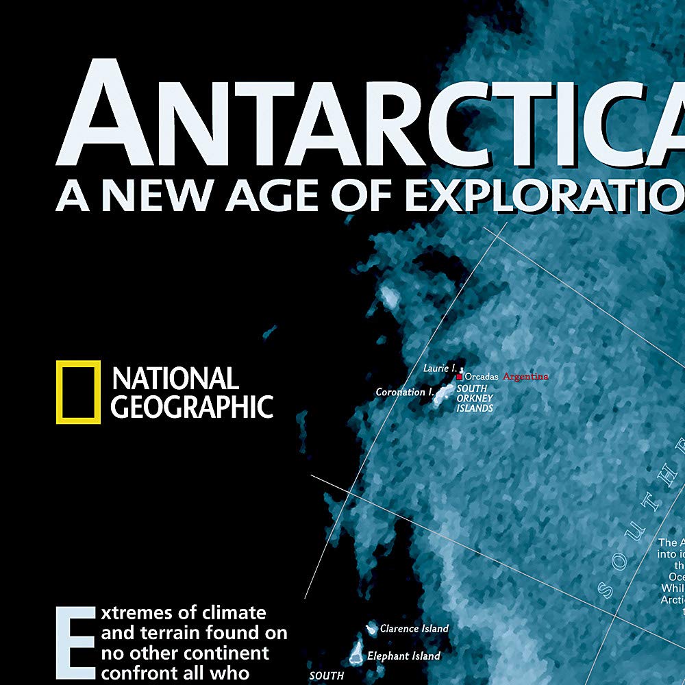 Carte murale (en anglais) - Antarctique, vue de satellite - 77 x 52 cm | National Geographic carte murale petit tube National Geographic 