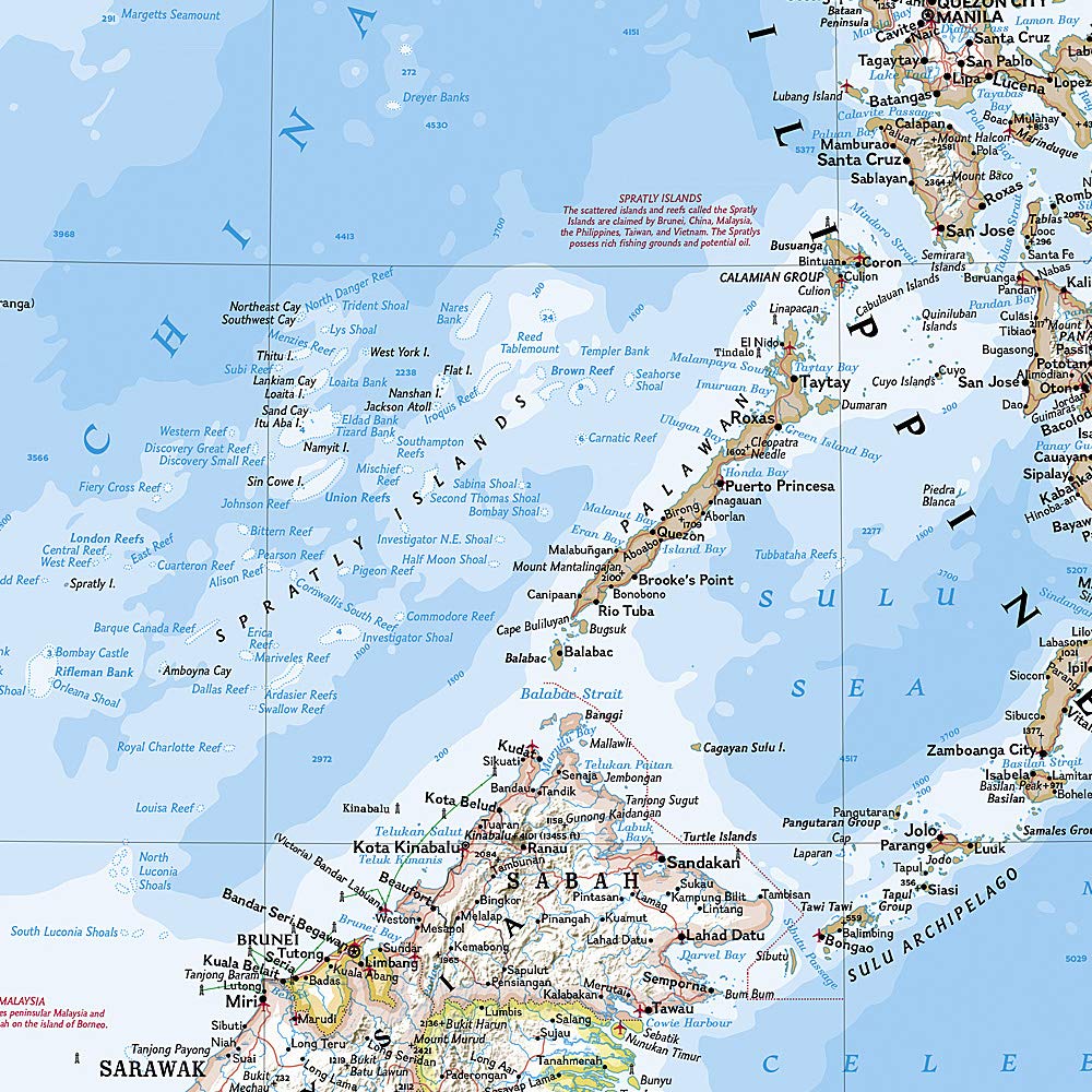 Carte murale (en anglais) - Asie du Sud-Est (politique) - 96 x 81 cm | National Geographic carte murale roulée (en tube) National Geographic