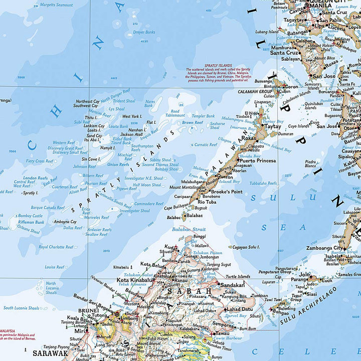 Carte murale (en anglais) - Asie du Sud-Est (politique) - 96 x 81 cm | National Geographic carte murale petit tube National Geographic 