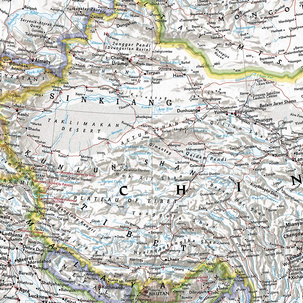 Carte murale (en anglais) - Asie politique - 85 x 97 cm | National Geographic carte murale roulée (en tube) National Geographic