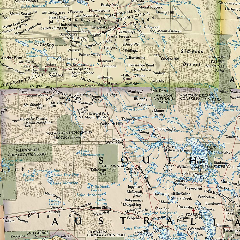Carte murale (en anglais) - Australie politique, style antique - 60 x 77 cm | National Geographic carte murale roulée (en tube) National Geographic
