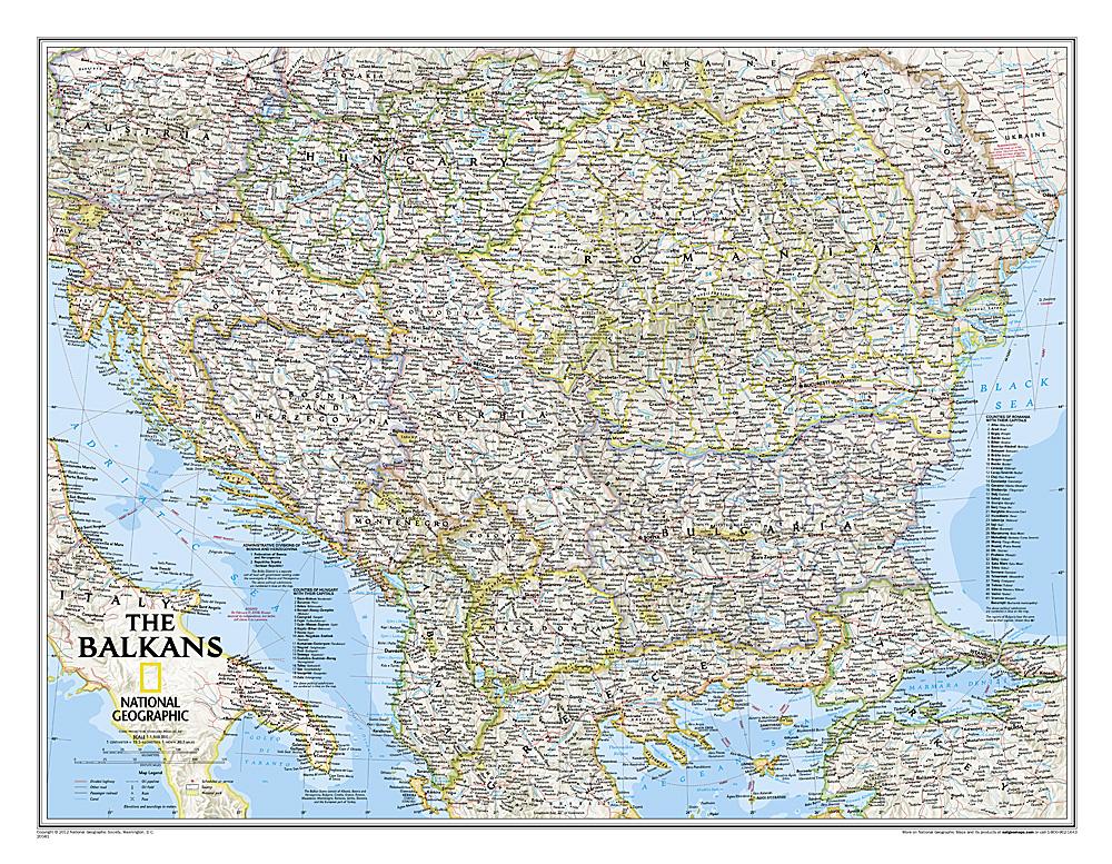 Carte murale (en anglais) - Balkans - 77 x 60 cm | National Geographic carte murale roulée (en tube) National Geographic