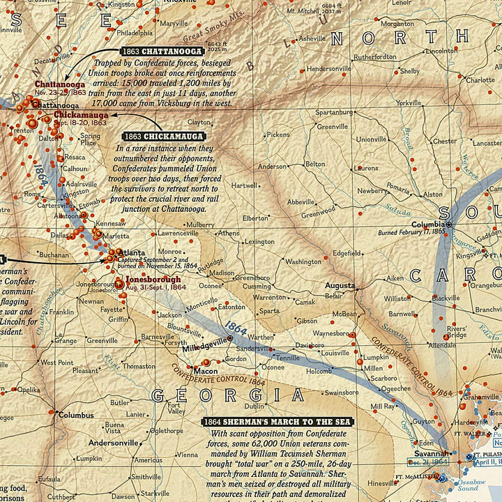 Carte murale (en anglais) - Batailles de la guerre civile américaine | National Geographic carte murale petit tube National Geographic 