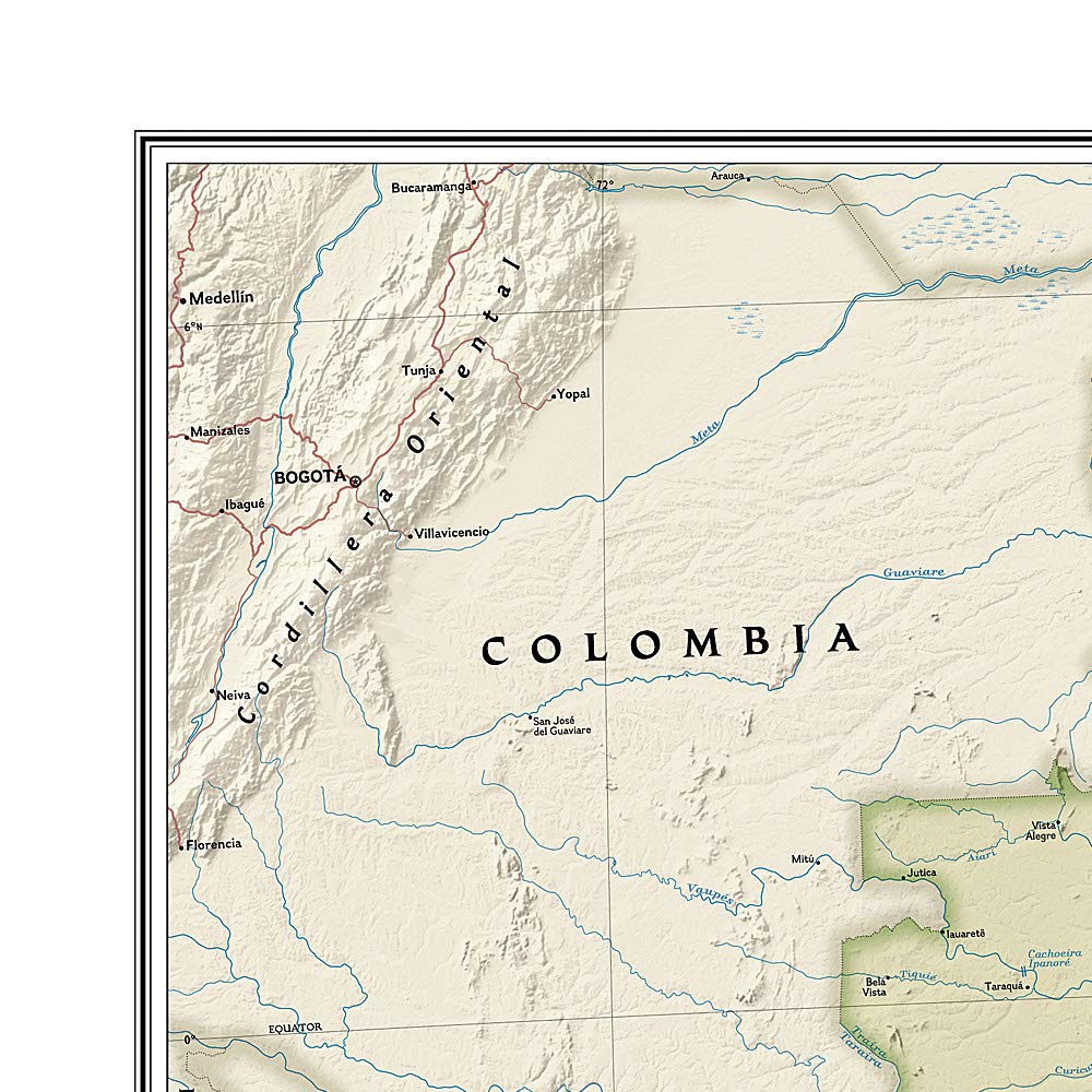 Carte murale (en anglais) - Brésil, style antique - 104 x 97 cm | National Geographic carte murale roulée (en tube) National Geographic