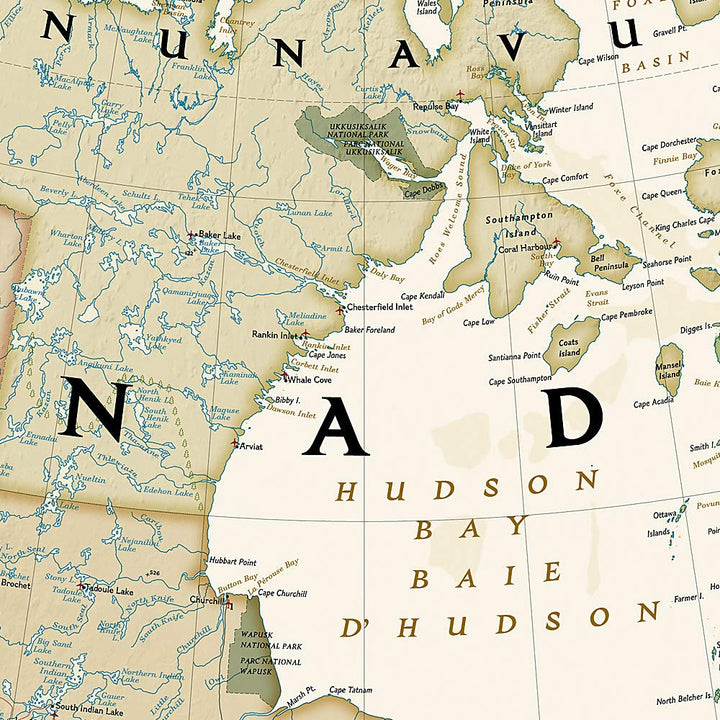 Carte murale (en anglais) - Canada, style antique - 97 x 82 cm | National Geographic carte murale petit tube National Geographic 
