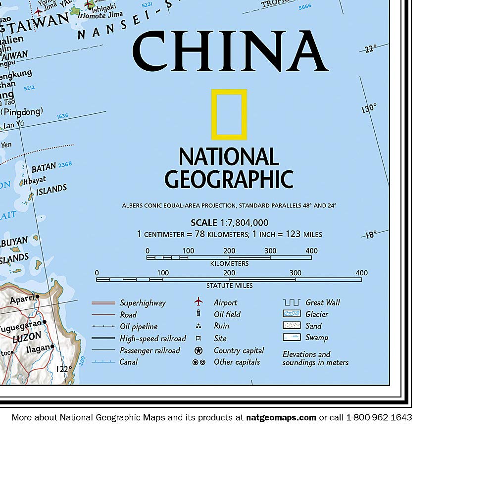 Carte murale (en anglais) - Chine - 76 x 59 cm | National Geographic carte murale roulée (en tube) National Geographic