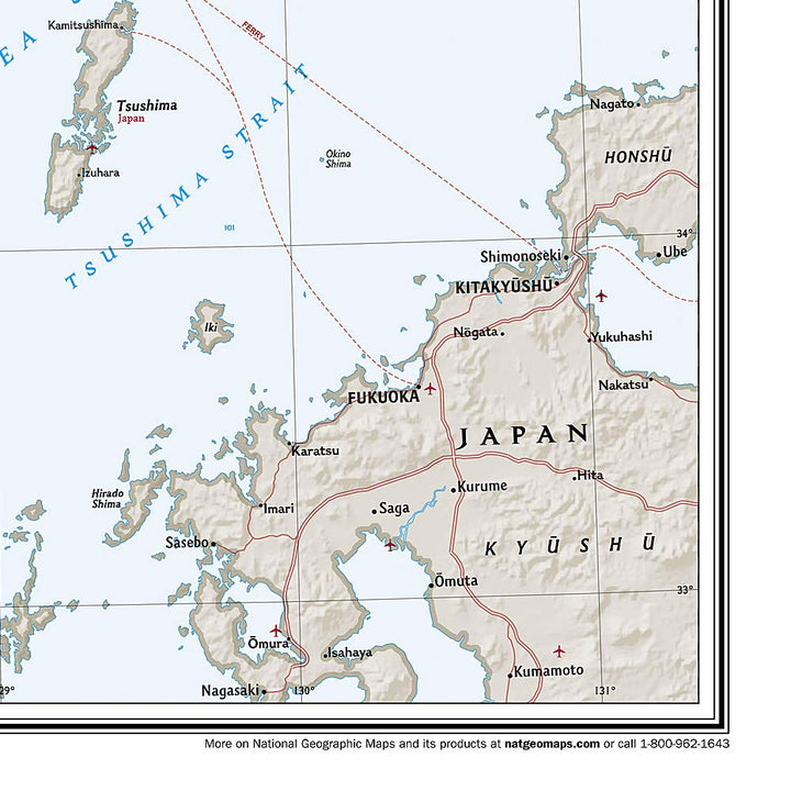 Carte murale (en anglais) - Corée du Nord & Corée du Sud - 59 x 91 cm | National Geographic carte murale petit tube National Geographic 