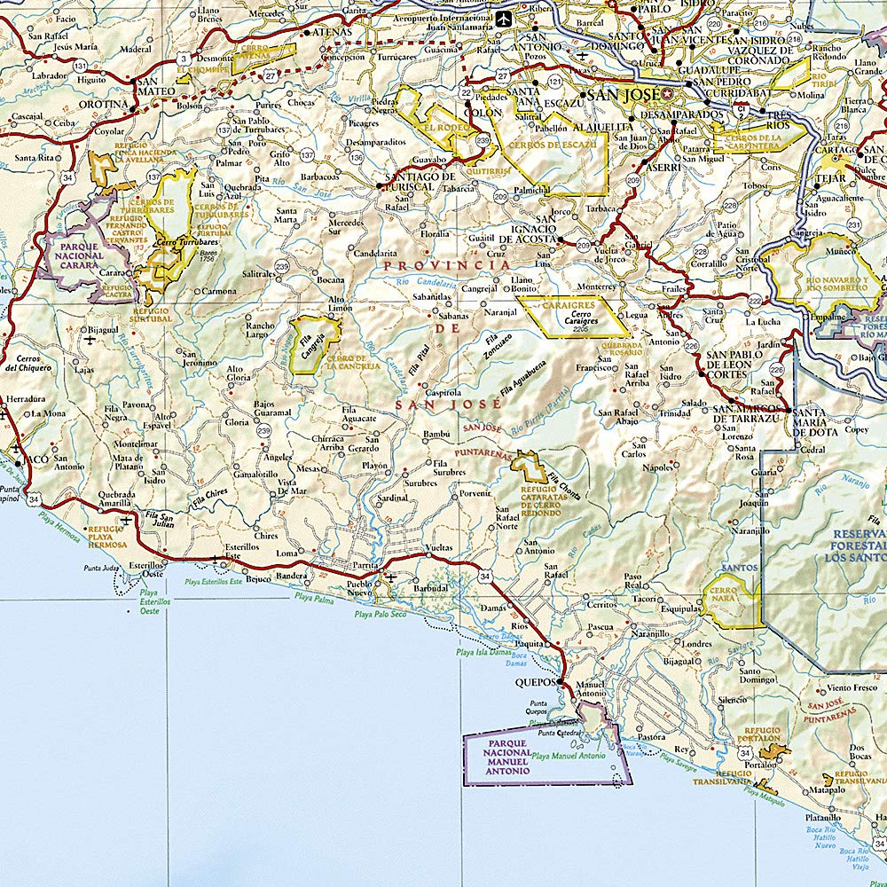 Carte murale (en anglais) - Costa Rica - 96 x 84 cm | National Geographic carte murale roulée (en tube) National Geographic