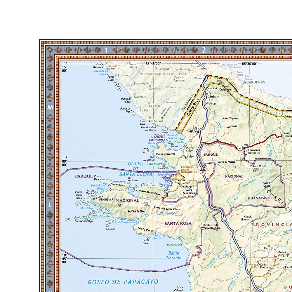 Carte murale (en anglais) - Costa Rica - 96 x 84 cm | National Geographic carte murale roulée (en tube) National Geographic