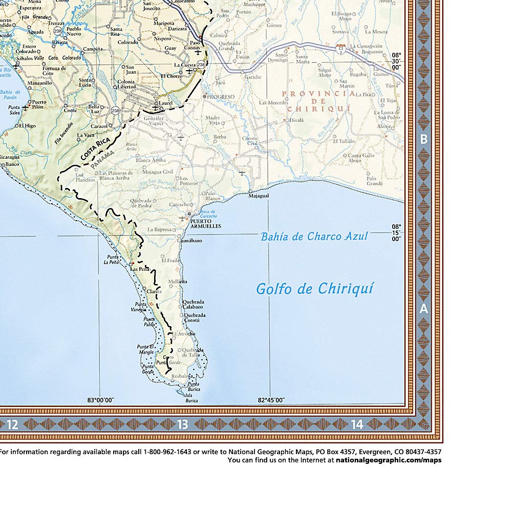 Carte murale (en anglais) - Costa Rica - 96 x 84 cm | National Geographic carte murale roulée (en tube) National Geographic