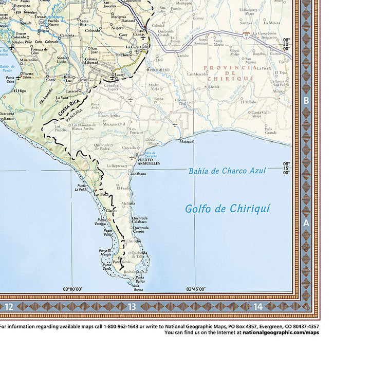 Carte murale (en anglais) - Costa Rica - 96 x 84 cm | National Geographic carte murale petit tube National Geographic 