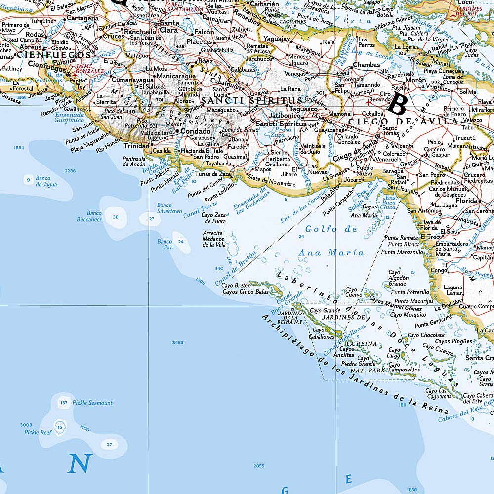 Carte murale (en anglais) - Cuba - 91 x 61 cm | National Geographic carte murale roulée (en tube) National Geographic