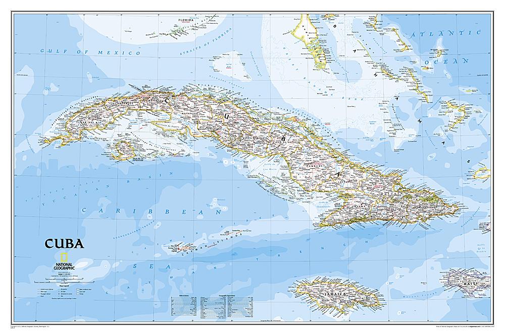 Carte murale (en anglais) - Cuba | National Geographic carte murale petit tube National Geographic 