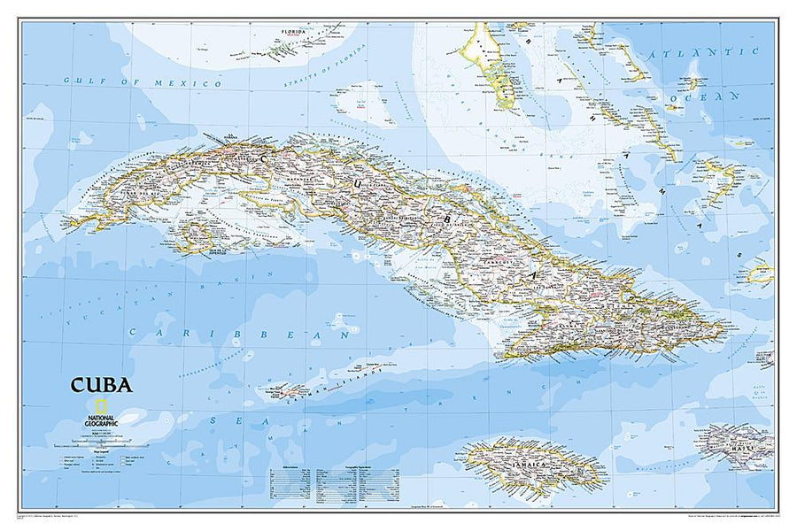 Carte murale (en anglais) - Cuba | National Geographic carte murale petit tube National Geographic 