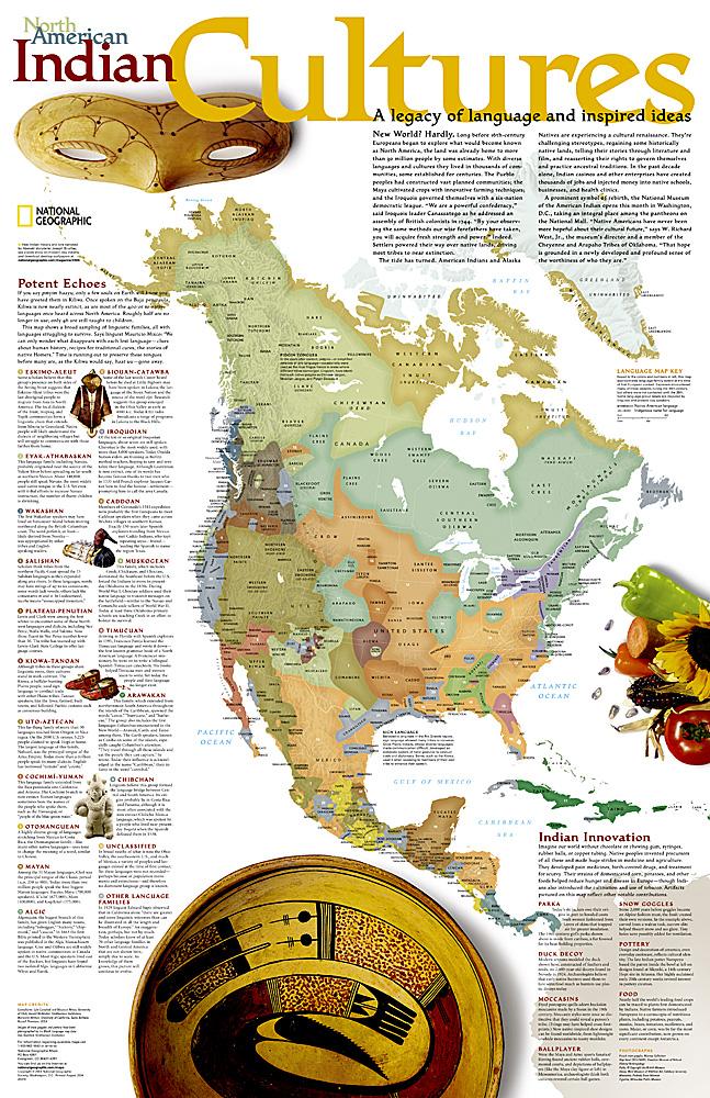 Carte murale (en anglais) - Cultures indiennes nord-américaine | National Geographic carte murale petit tube National Geographic 