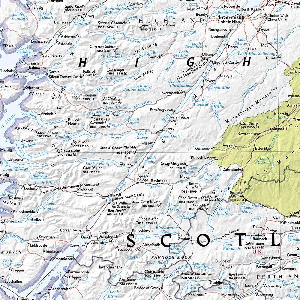 Carte murale (en anglais) - Ecosse - 76 x 91 cm | National Geographic carte murale petit tube National Geographic 