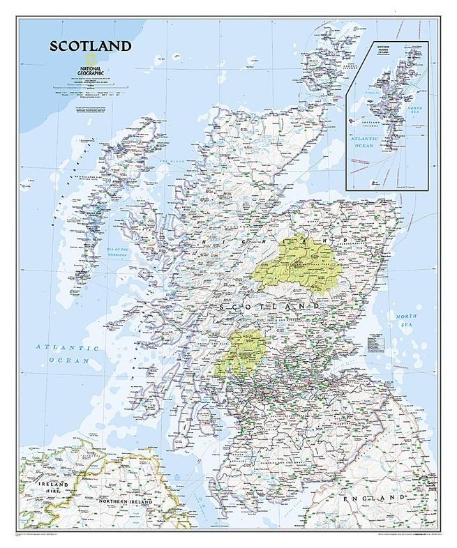 Carte murale (en anglais) - Ecosse | National Geographic carte murale petit tube National Geographic Papier 