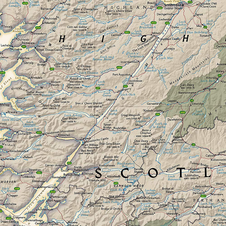 Carte murale (en anglais) - Ecosse, style antique - 76 x 91 cm | National Geographic carte murale petit tube National Geographic 