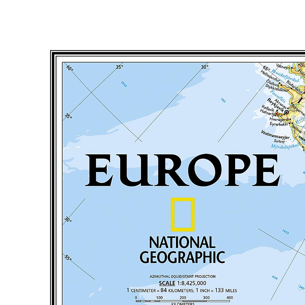 Carte murale (en anglais) - Europe politique - 77 x 60 cm | National Geographic carte murale roulée (en tube) National Geographic