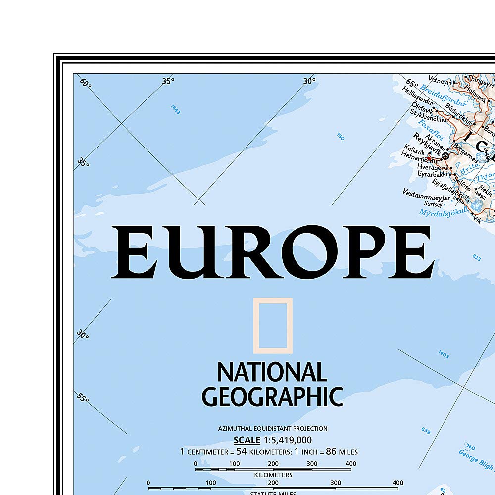Carte murale (en anglais) - Europe politique, grand format - 114 x 88 cm | National Geographic carte murale roulée (en tube) National Geographic