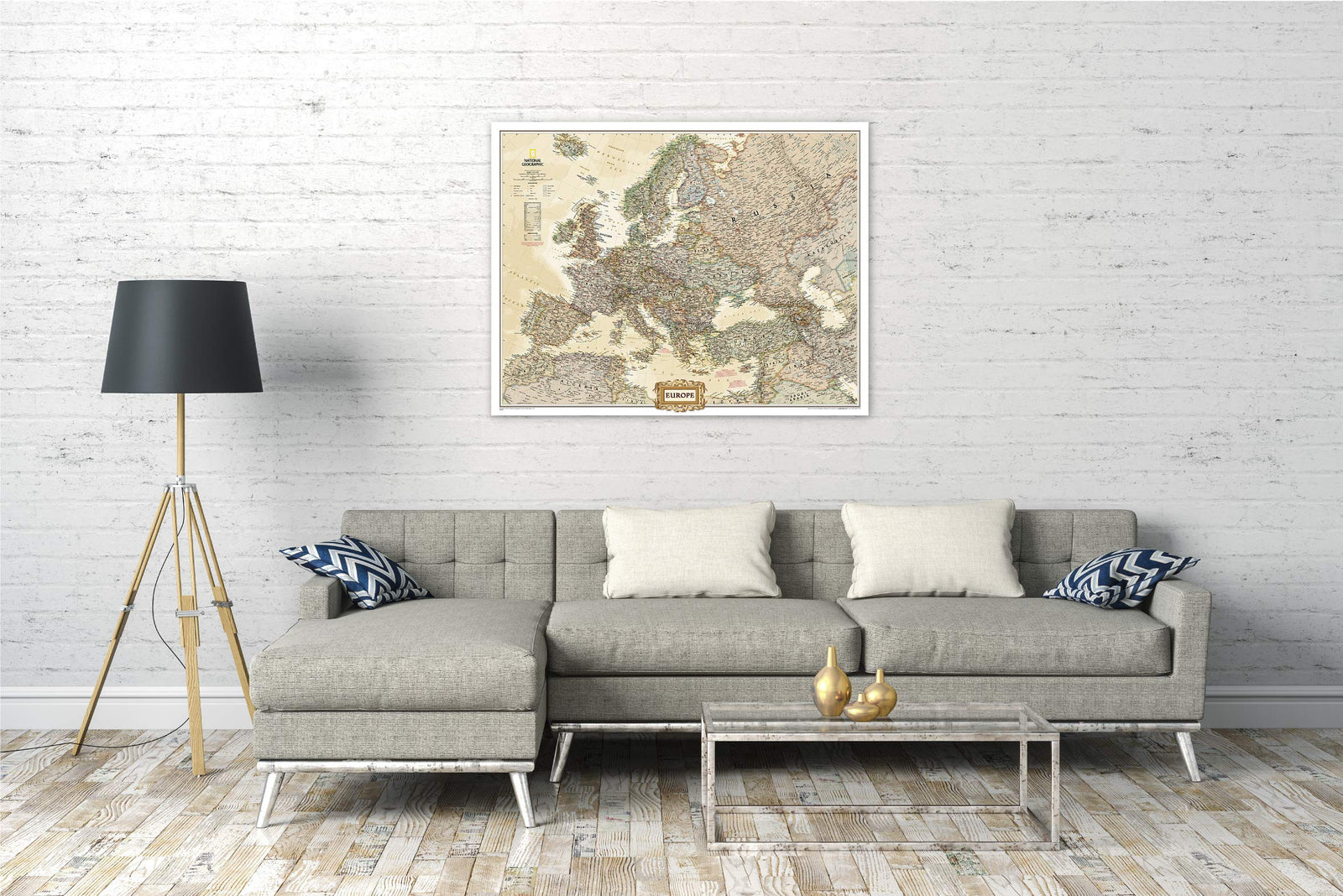 Carte murale (en anglais) - Europe politique, style antique, grand format - 116 x 90 cm | National Geographic carte murale roulée (en tube) National Geographic
