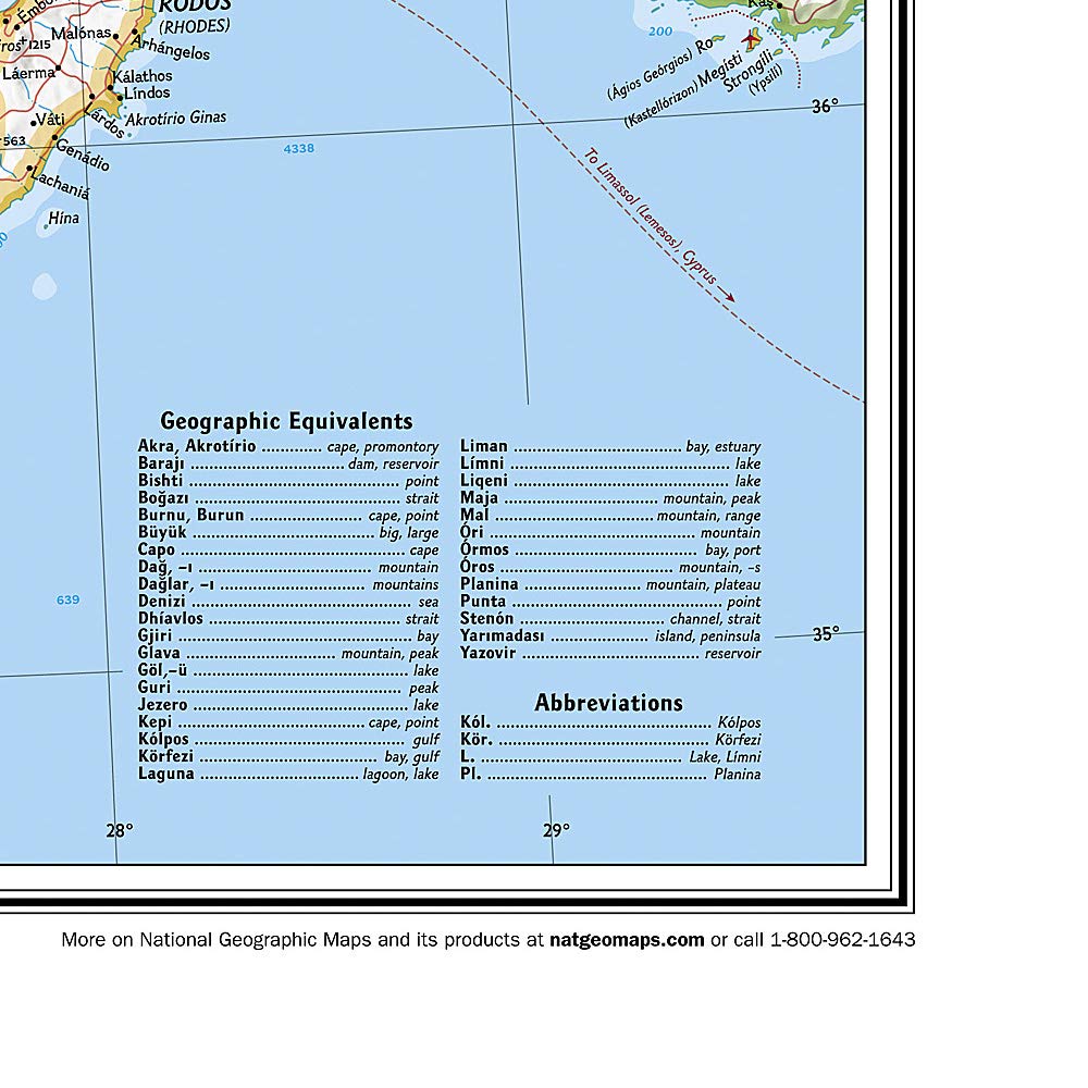 Carte murale (en anglais) - Grèce - 77 x 60 cm | National Geographic carte murale roulée (en tube) National Geographic