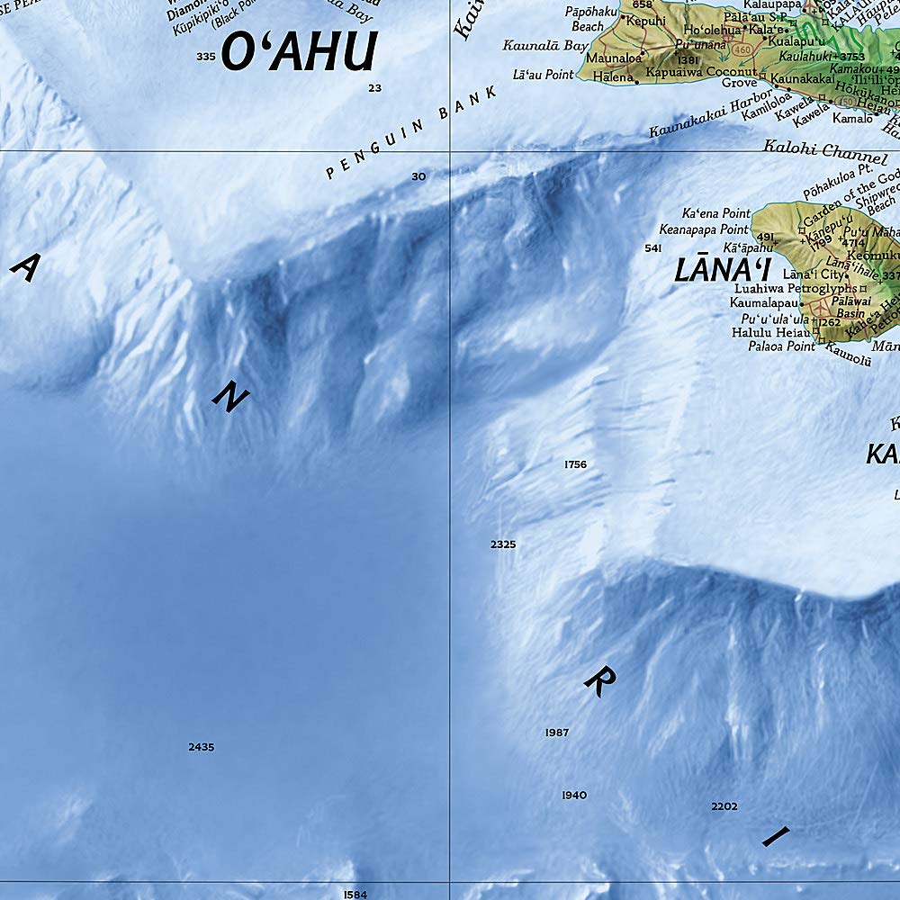 Carte murale (en anglais) - Hawaii - 88 x 58 cm | National Geographic carte murale roulée (en tube) National Geographic