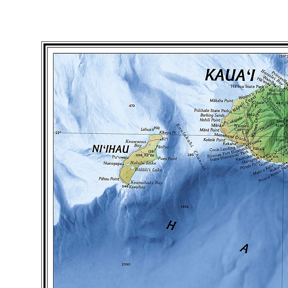 Carte murale (en anglais) - Hawaii - 88 x 58 cm | National Geographic carte murale roulée (en tube) National Geographic