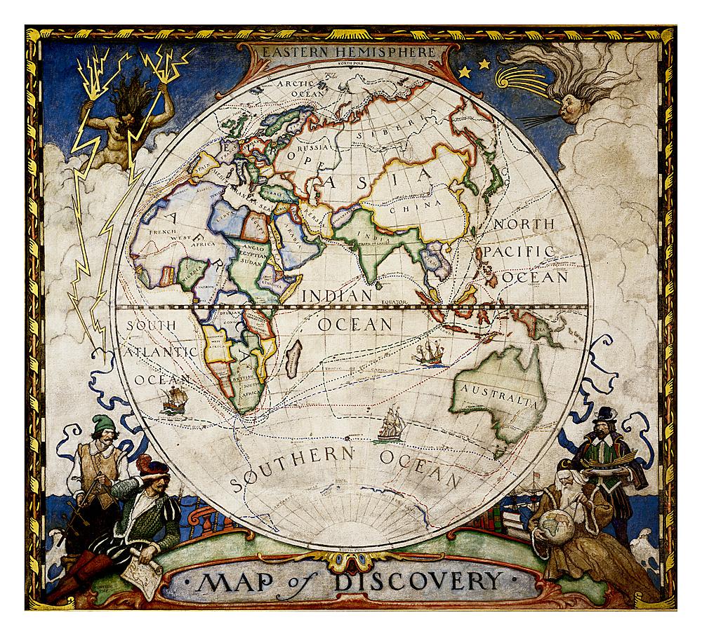 Carte murale (en anglais) - Hémisphère Est découverte (51 x 46 cm) | National Geographic carte murale roulée (en tube) National Geographic