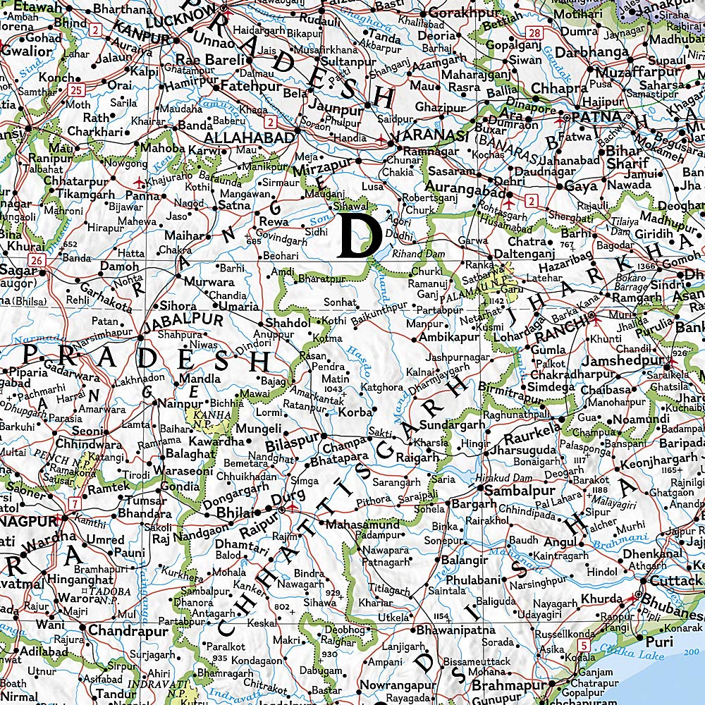 Carte murale (en anglais) - Inde - 60 x 77 cm | National Geographic carte murale roulée (en tube) National Geographic