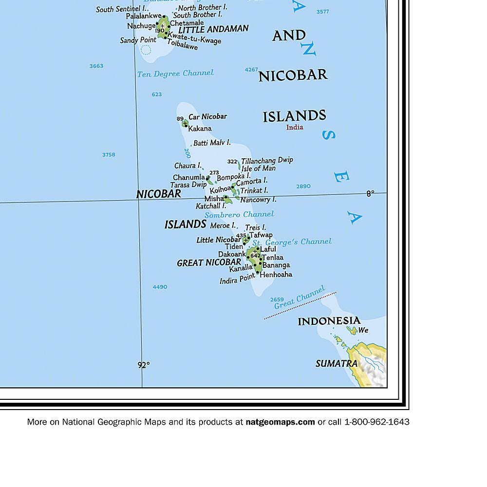 Carte murale (en anglais) - Inde - 60 x 77 cm | National Geographic carte murale roulée (en tube) National Geographic