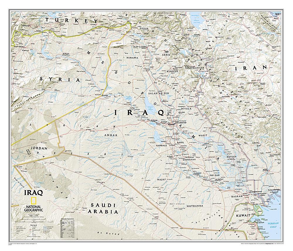 Carte murale (en anglais) - Irak - 72 x 62 cm | National Geographic carte murale roulée (en tube) National Geographic