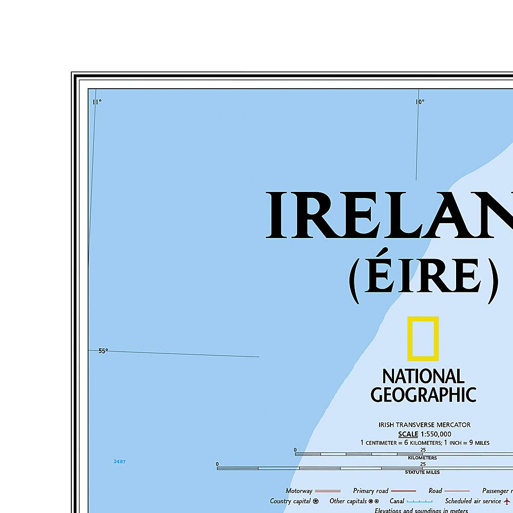 Carte murale (en anglais) - Irlande - 76 x 91 cm | National Geographic carte murale roulée (en tube) National Geographic
