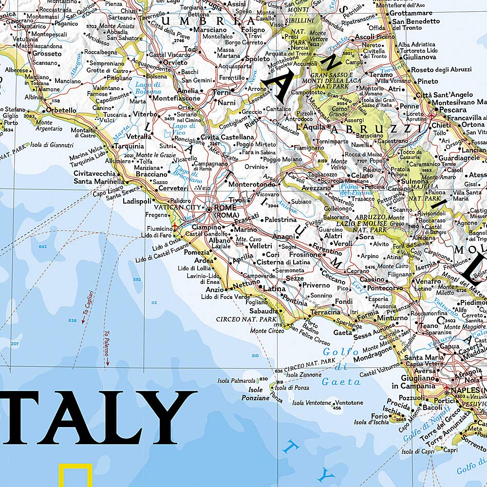 Carte murale (en anglais) - Italie - 59 x 87 cm | National Geographic carte murale petit tube National Geographic 